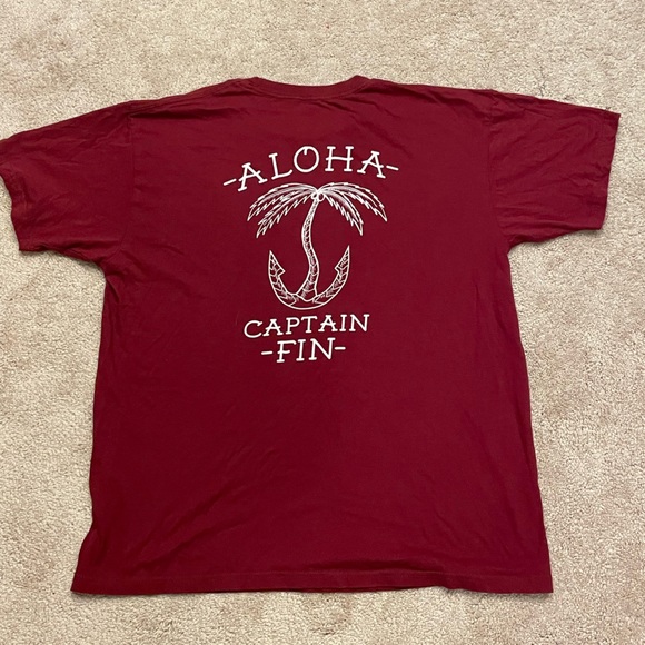 Captain Fin Men's Red Short Sleeve Tee With Palm and Anchor Graphic 100% Cotton - Picture 4 of 4